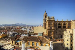 View over Malaga with Cathedral, Costa del Sol, Andalusia, Spain