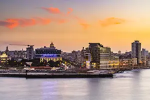 Habana Prints: The view of the Malecon and Havana from Castillo De Los Tres Reyes Del Morro