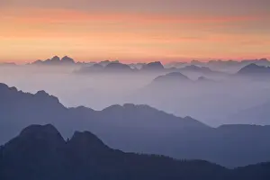 View from Mangrt Pass towards the Julian Alps looking from Slovenia towards the Italy