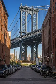 View toward Manhattan Bridge with the Empire State Building in the background, Brooklyn