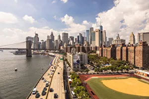 Brooklyn Bridge Prints: View of Manhattan from Manhattan Bridge, New York City, USA