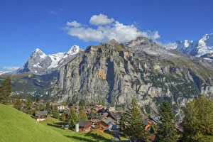Murren Prints: View at MAorren with Eiger and Maonch, Berner Oberland, Switzerland