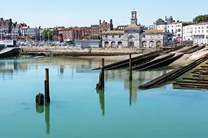 Quayside Prints: View towards Maritime Museum, situated in the Clock House on the quayside of the Royal Harbour of Ramsgate