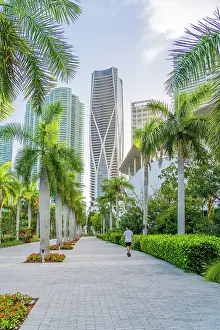 The view from Maurice A. Ferre Park looking towards One Thousand Museum Miami, Downtown Miami, Miami, Florida, USA
