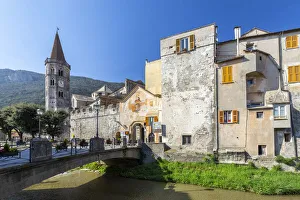 Bell Towers Prints: View of the medieval town of Finalborgo. Finalborgo, Finale Ligure, Savona province