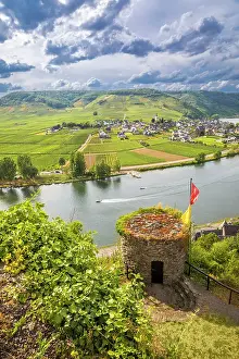 Beilstein Prints: View from Metternich Castle to the Moselle and the town of Ellenz-Poltersdorf on the other bank of the Moselle