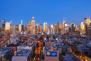 View of Midtown Manhattan from the press lounge rooftop bar, New York, USA