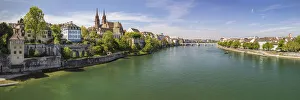 View of the Minster and the old town of Basel from the Wettstein Bridge
