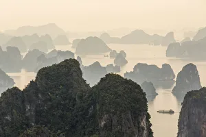 View over misty Ha Long Bay, Vietnam