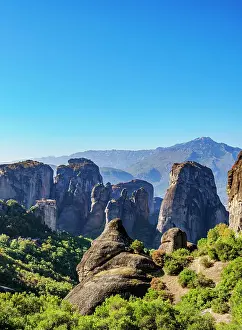 Kalampaka Prints: View towards the Monastery of Rousanou, Meteora, Thessaly, Greece