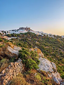 Saint John Prints: View towards the Monastery of Saint-John the Theologian at sunset