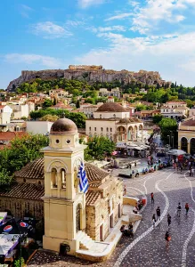 Monastiraki Prints: View over Monastiraki Square towards Acropolis, Athens, Attica, Greece