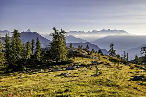 Valle Daosta Prints: View of Mont Avic Park at sunrise, Aosta province, Valle D Aosta, Italy, Europe
