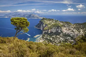 Campania Gallery: View from Monte Solaro to Marina Grande, Anacapri, Capri, Gulf of Naples, Campania, Italy