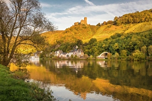 Bernkastel Prints: View over the Moselle from Kues to Bernkastel with Landshut Castle