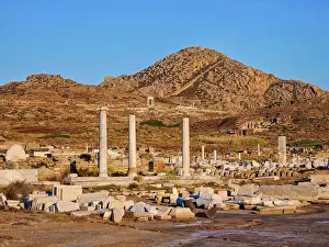 Delos Prints: View towards the Mount Kynthos at sunset