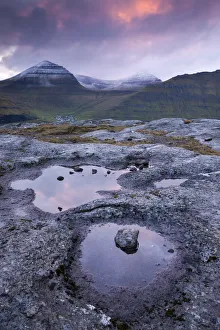 View towards the Mountain of Slaettaratindur on the island of Eysturoy, Faroe Islands