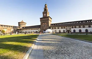 Court Prints: a view of the museum of ancient art into the sforza Castle, Milan province, Lombardy