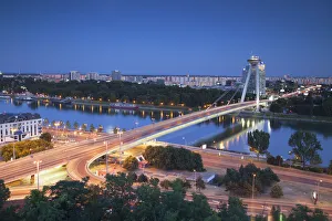 View of New Bridge at dusk, Bratislava, Slovakia