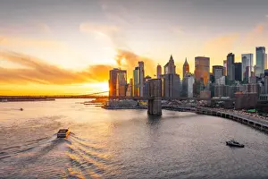 Highways Prints: A view of New York city and Brooklyn bridge from Manhattan Bridge