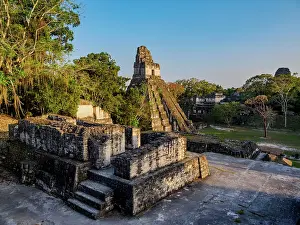 Step Prints: View over the North Acropolis towards Temple I or Temple of the Great Jaguar at sunset