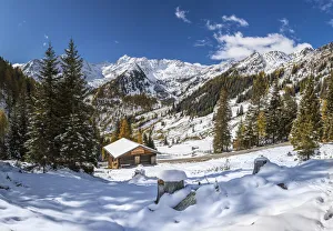View from the Oberalleralm into the Villgratental with the Riesenspitze (2, 774 m), East Tyrol, Tyrol, Austria