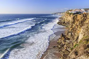 Clickalps Prints: Top view of ocean waves crashing on the high cliffs of Azenhas do Mar Sintra Portugal
