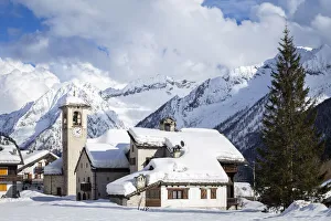 Pennine Alps Prints: View of the old church of Pecetto, the Madonna dei ghiacciai, in winter