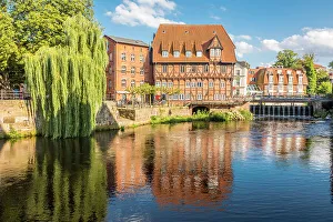 Hanseatic League Prints: View from the old harbour to the Luner Mill on the Ilmenau