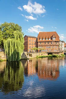 Hanseatic League Prints: View from the old harbour to the Luner Mill on the Ilmenau