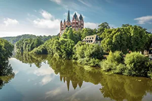Lahn Prints: View from the old Lahn Bridge to Limburg Cathedral, Limburg, Lahn Valley, Hesse, Germany