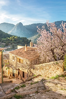 In The Evening Prints: View over the old town of Bunyola to the Serra de Tramuntana mountains