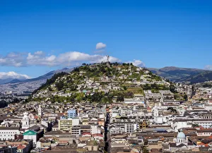 Panecillo Prints: View over Old Town towards El Panecillo Hill, Quito, Pichincha Province, Ecuador