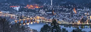 View of the old town of Heidelberg with castle and Old Bridge seen from the