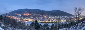 Heidelberg Prints: View of the old town of Heidelberg and the Kaonigstuhl seem from the Philosopher s