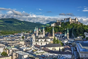 View over the old town and Hohensalzburg Castle, Salzburg, Austria