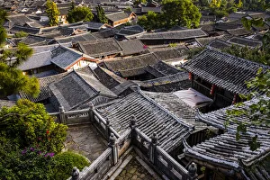 Yunnan Prints: View old town of Lijiang, Lijiang, Yunnan Province, China