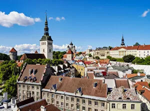 Tallinn Collection: View over the Old Town towards the St. Nicholas Church, Old Town, Tallinn, Estonia
