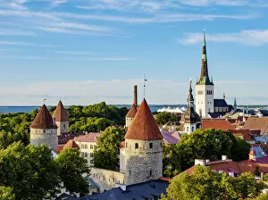 Baltic Collection: View over the Old Town towards St Olafs Church, Tallinn, Estonia