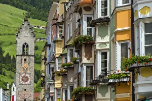 View of the old town with Zwolferturm medieval tower, Vipiteno - Sterzing, South Tyrol