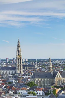 Antwerpen Prints: View of Onze-Lieve-Vrouwe Cathedral, Antwerp, Flanders, Belgium