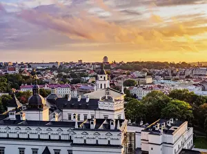 Vilnius Prints: View over the Palace of the Grand Dukes at sunset, Vilnius, Lithuania