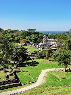 El Palacio Prints: View towards The Palace, Palenque Archaeological Site, Palenque, Chiapas State, Mexico