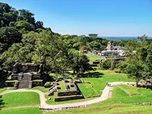 El Palacio Prints: View towards The Palace, Palenque Archaeological Site, Palenque, Chiapas State, Mexico