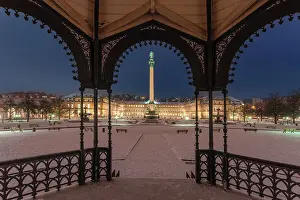 Historic Building Prints: View from the Pavillon to the Obelisk and Neues Schloss Castle at Schlossplatz Square