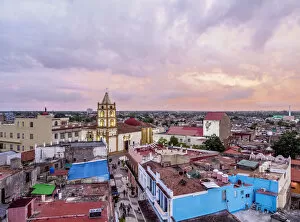 Camaguey Gallery: View over Pedestrian Calle Maceo towards Nuestra Senora de la Soledad Church at dusk