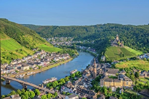 River Mosel Prints: View from Pinner cross at Cochem, Mosel valley, Rhineland-Palatinate, Germany