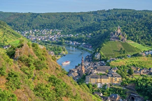 River Mosel Prints: View at Pinner cross above Cochem, Mosel valley, Rhineland-Palatinate, Germany
