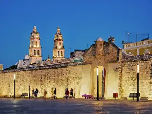 Republic Square Prints: View over Plaza de La Republica towards Puerta de Mar and Defensive Wall of the Old Town