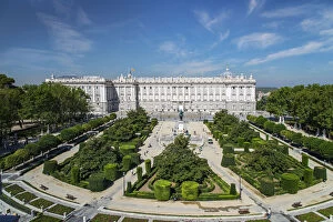 Images Dated 11th September 2014: Top view over Plaza de Oriente square with Palacio Real or Royal Palace behind, Madrid